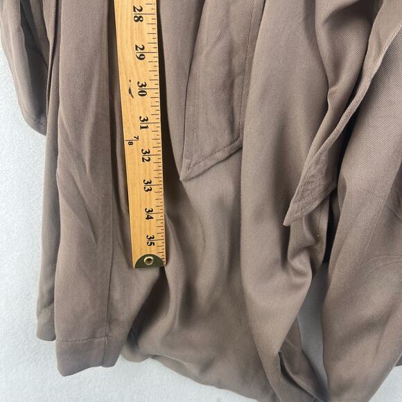 Thread & Supply Womens Wrap Jacket Cotton Brown Belted Waist Long Sleeve Size LG - Picture 6 of 11